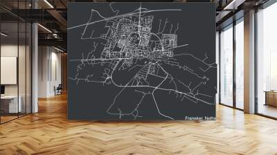 Detailed hand-drawn navigational urban street roads map of the Dutch city of FRANEKER, NETHERLANDS with solid road lines and name tag on vintage background Wall mural