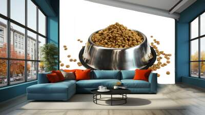 Dry Pet Food in a bowl isolated on white background. Dog or cat food isolated. Wall mural