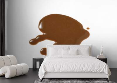 Spilled chocolate milk puddle isolated on white background. Wall mural