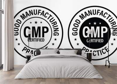 GMP certified, good manufacturing practice vector icon, black in color Wall mural