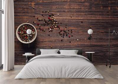 spices on wooden background Wall mural