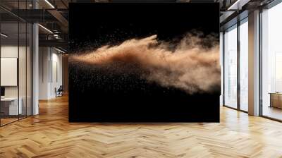 Dynamic Digital Art of a Dust Cloud with Sand Particles on Black Background – Evoking an Underwater Explosion Effect Wall mural