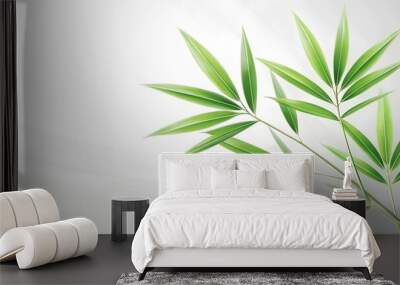 Whispers of Green: A Minimalist Bamboo Leaf Illustration  generative AI Wall mural