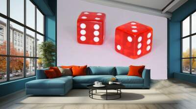 thrown and fallen red gambling casino dice Wall mural