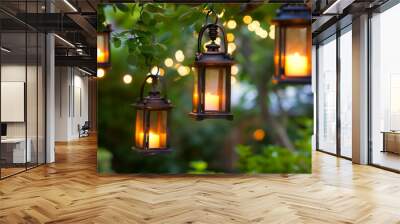 Beautiful lanterns hanging in the garden to beautify festive occasions. Wall mural