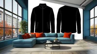 Blank Black Jacket Template on White Background. Front and Back Views, Vector File Wall mural