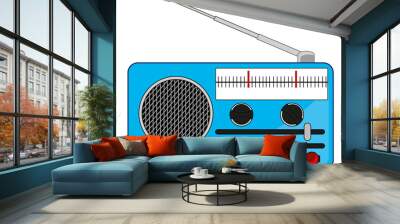 Portable radio on white background is insulated Wall mural