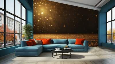 background of abstract glitter lights gold and black de focused. banner Wall mural