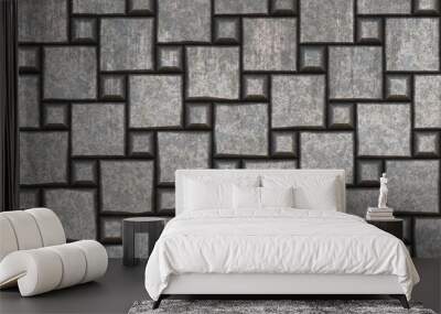 STONE TILE FLORAL AND DIES PATTERN Wall mural