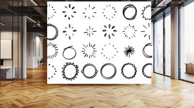 Bundle of sunburst hand drawn Wall mural