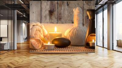 burning candles in spa wellness Wall mural