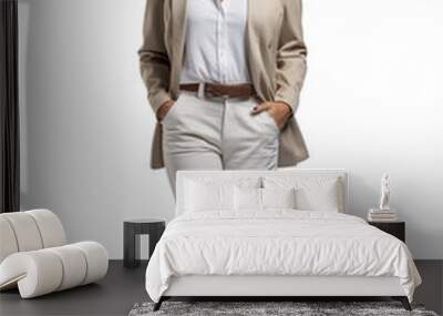 full figure front view of businesswoman walking Wall mural