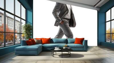 full figure side view of businessman walking  Wall mural