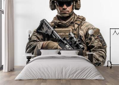 Fully Equipped Soldier isolated Wall mural