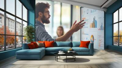 Professional analyzing data on a screen Wall mural