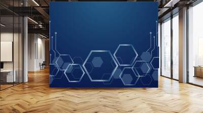 abstract hexagon and technology line background Wall mural