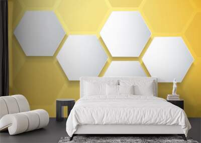 abstract yellow bee hive hexagon and space background  Wall mural