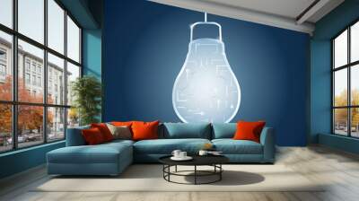 bright light lamp with technology lines background Wall mural