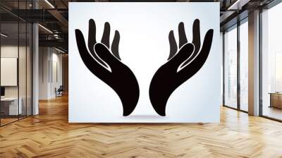 hands holding design vector, hands pray logo  Wall mural