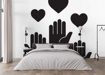 hands up with hearts icon vector illustration Wall mural