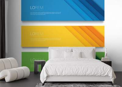 Set of modern colorful banner template. Blue, Orange and Green Banner design Wall mural