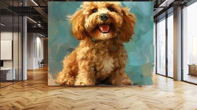 Happy Golden Doodle Dog Portrait. Wall mural