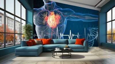 3d rendered illustration of heart attack and heart disease 3D illustration Wall mural