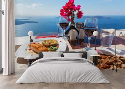 Meal for two  in Santorini Wall mural