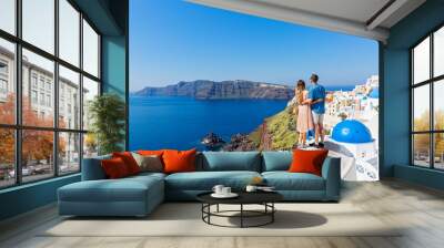 Young couple on island of Santorini Wall mural