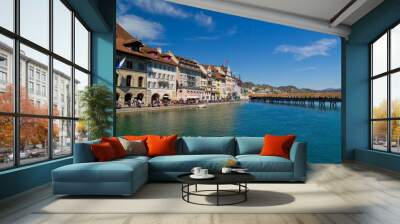 Panoramic view of Lucerne city, Switzerland Wall mural