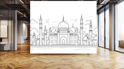 Ramadan Kareem Continuous Line with Mosque Wall mural