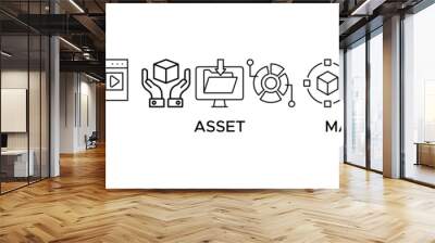 Dam banner web icon illustration concept of digital asset management with icon of binary, automation, processing, design, data, network, and connection Wall mural