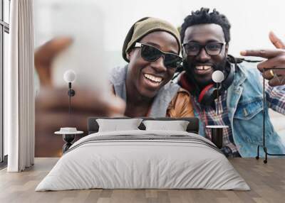 Two black race friends having fun. Wall mural