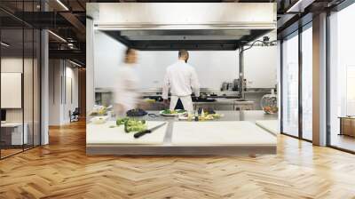 Two professionals chefs cooking together. Wall mural