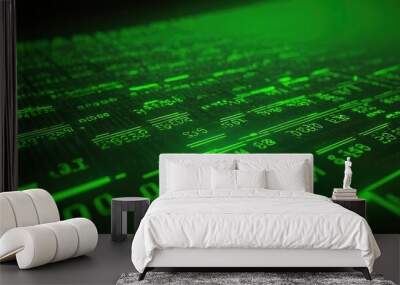 Green binary code background3 Wall mural