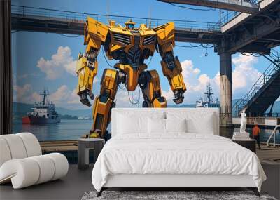 big strong yellow robot Wall mural