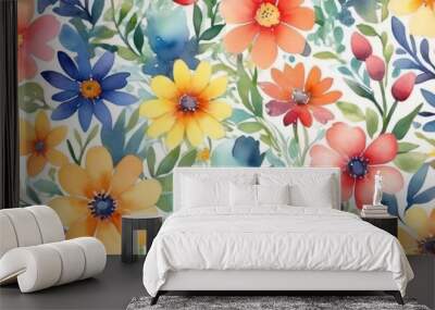 colorful floral background illustration Wall mural