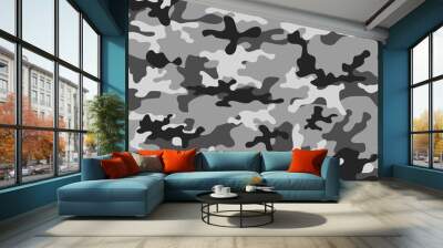 Abstract camouflage seamless gray background, vector illustration. Wall mural