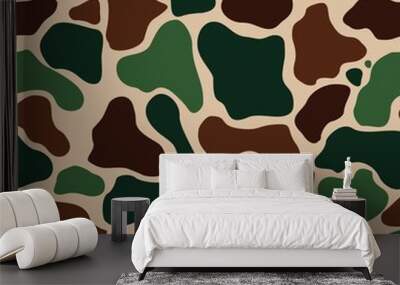 Abstraction army texture camouflage, military uniform, classic disguise pattern. Forest background. Wall mural