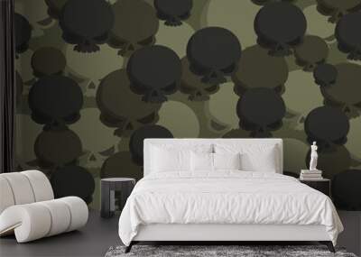 Abstraction camouflage with a skull pattern, green pattern,  Wall mural