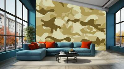 
Army camo seamless military pattern shape sand color vector texture printable Wall mural