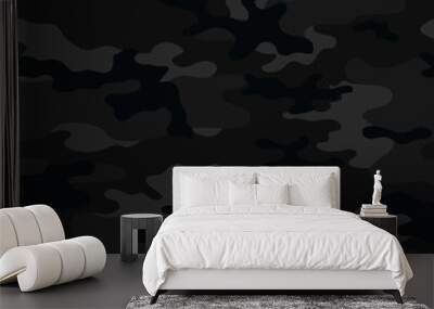 
Black camo seamless pattern vector background classic night style. Vector Wall mural