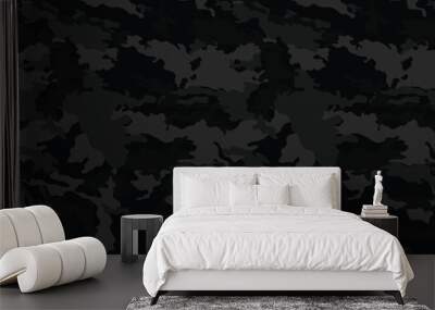 
black gray vector camouflage pattern, army texture, urban background Wall mural