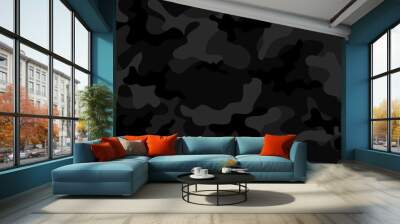 Camouflage black vector trendy pattern seamless design Wall mural