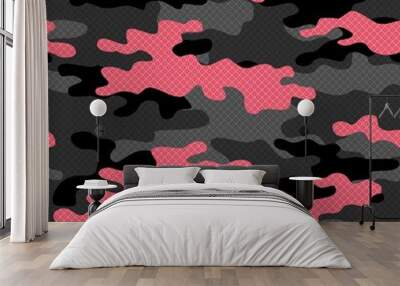 Camouflage dark purple vector pattern, seamless illustration for print. Wall mural