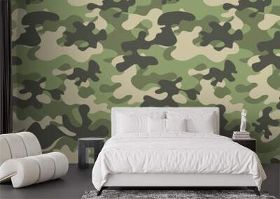 
camouflage pattern seamless green background, stylish classic texture for print Wall mural