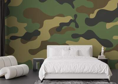 
Camouflage texture, trendy seamless pattern, army military uniform, endless print. Disguise Wall mural