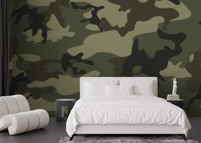 
Forest vector camouflage background, army texture, hunting design. Wall mural