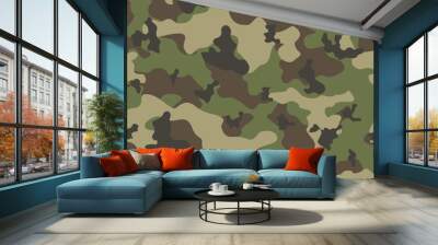 Green camo pattern, army background, street classic design. Wall mural