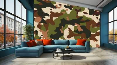 
Green camouflage pattern, classic vector military background, army uniform, disguise. EPS Wall mural